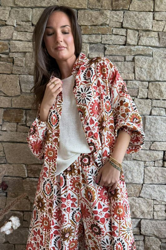 Riad Nights Longline Belted Duster Shirt Rust